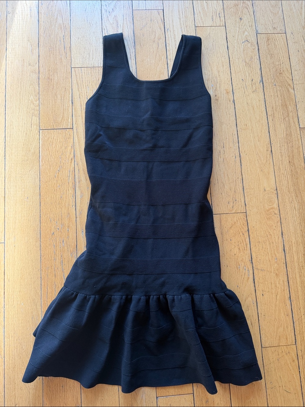 Sleeveless Black Ruffle-Hem Mini Dress